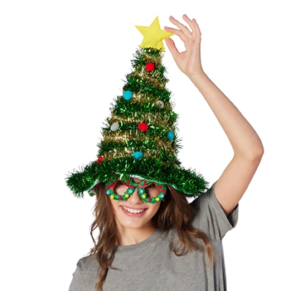 NWT Tinsel Sparkle Christmas Tree Party Holiday Hat